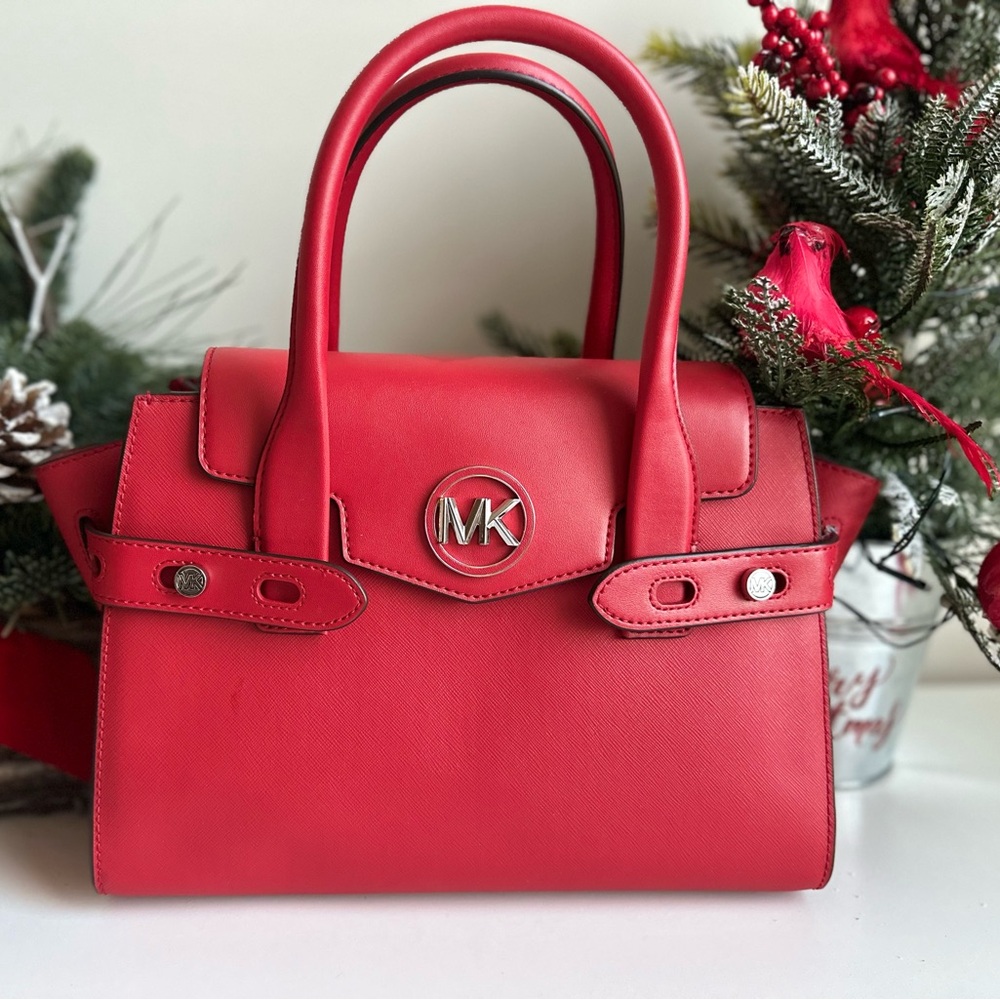 Michael Kors Medium Flap Satchel Crossbody Bright Red